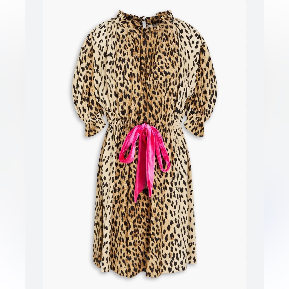 Rare Valentino Garavani Leopard Print Silk Crepe Mini Dress Retai $3,690
